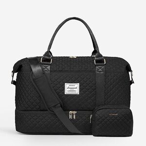 NWT LOVEVOOK Black Quilted Travel Bag Set